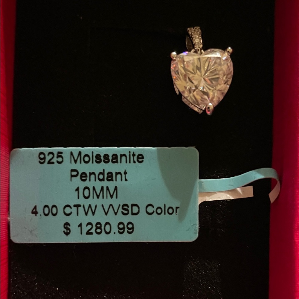 Moissanite Heart Pendant in Silver